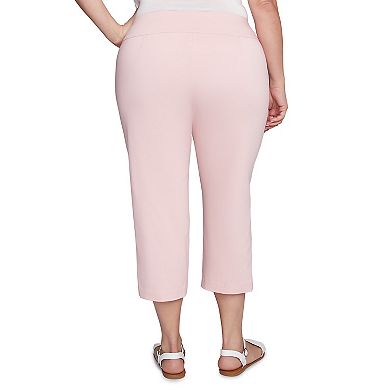 Hearts of Palm Plus Size In Black & White Solid Pull On Capri