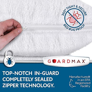 Guardmax Terry Cotton Waterproof Pillow Protector with Zipper - White (2 Pack)
