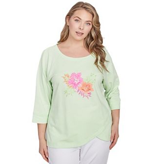 Hearts of Palm Plus Size I Pink I Can Hibiscus Print Top