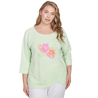 Hearts of Palm Plus Size I Pink I Can Hibiscus Print Top