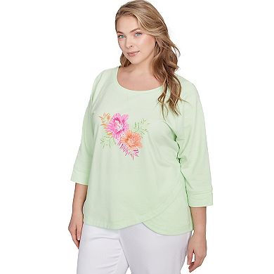 Hearts of Palm Plus Size I Pink I Can Hibiscus Print Top