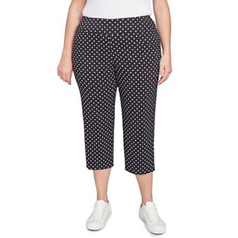 Hearts of Palm Plus Size In Black & White Polka Dot Print Capri