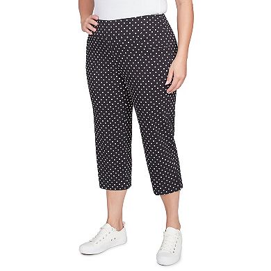 Hearts of Palm Plus Size In Black & White Polka Dot Print Capri