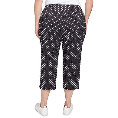 Hearts of Palm Plus Size In Black & White Polka Dot Print Capri