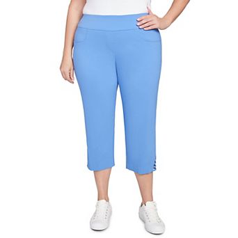 Hearts of Palm Plus Size Anchors Away Solid Pull On Capri