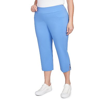 Hearts of Palm Plus Size Anchors Away Solid Pull On Capri