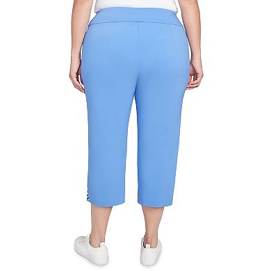 Hearts of Palm Plus Size Anchors Away Solid Pull On Capri