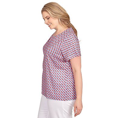 Hearts of Palm Plus Size Anchors Away Short Sleeve Print Top