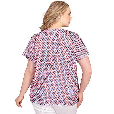Hearts of Palm Plus Size Anchors Away Short Sleeve Print Top