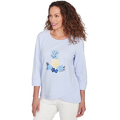 Hearts of Palm Women's Making Waves Pineapple Print Top