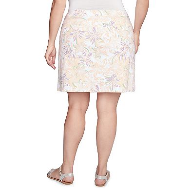 Hearts of Palm Plus Size Peachy Keen Floral Print Skort