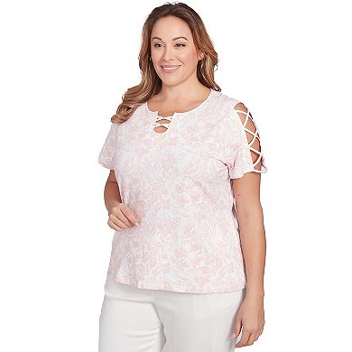 Hearts of Palm Plus Size In Black & White Short Sleeve Should Cut Out Top
