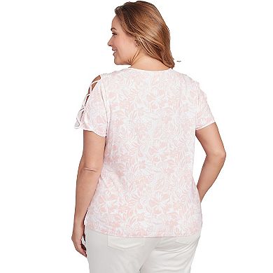 Hearts of Palm Plus Size In Black & White Short Sleeve Should Cut Out Top