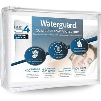Waterguard Quilted Waterproof and Hypoallergenic Pillow Covers - 4 Pack