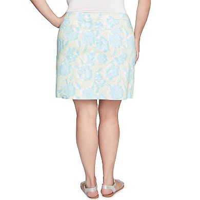 Hearts of Palm Plus Size It's A Spring Thing Tropical Print Skort