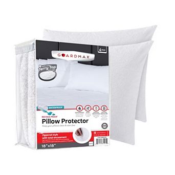 Guardmax Terry Cotton Waterproof Pillow Protector with Zipper - White (4 Pack)