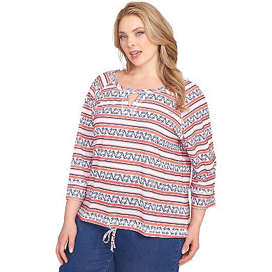 Hearts of Palm Plus Size Anchors Away Drawstring Top