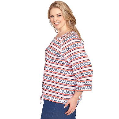 Hearts of Palm Plus Size Anchors Away Drawstring Top