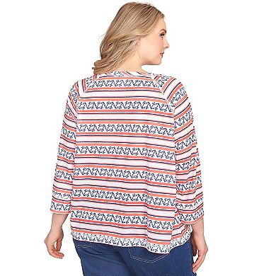 Hearts of Palm Plus Size Anchors Away Drawstring Top