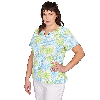 Hearts of Palm Plus Size It's A Spring Thing Short Sleeve Leaf Print Top
