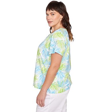 Hearts of Palm Plus Size It's A Spring Thing Short Sleeve Leaf Print Top