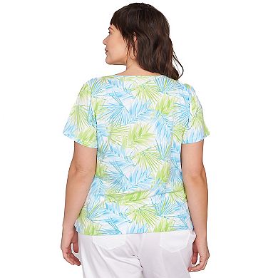 Hearts of Palm Plus Size It's A Spring Thing Short Sleeve Leaf Print Top