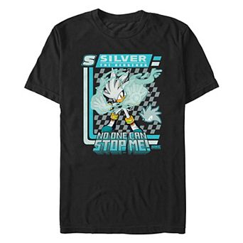 Men's Sonic the Hedgehog Silver No One Can Stop Me Poster Graphic Tee