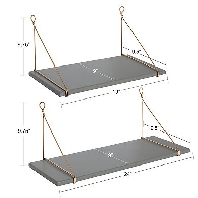Vista Wood and Metal Wall Shelves