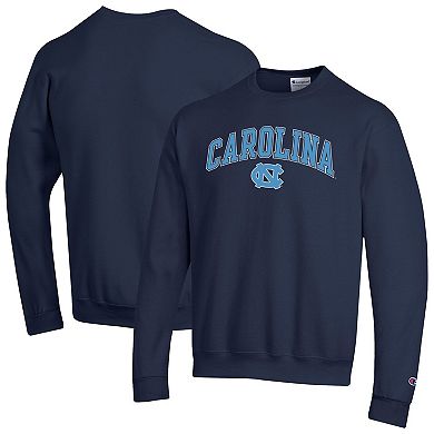 Men's Champion Navy North Carolina Tar Heels Arch Over Logo Pullover Sweatshirt