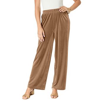 Roaman's Women's Plus Size Wide Leg Velour Pant