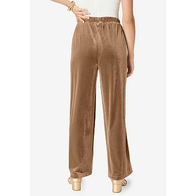 Roaman's Women's Plus Size Wide Leg Velour Pant