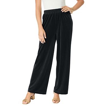 Roaman's Women's Plus Size Wide Leg Velour Pant