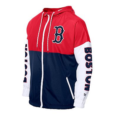Men's New Era Navy/Red Boston Red Sox Color Block Full-Zip Hoodie Windbreaker