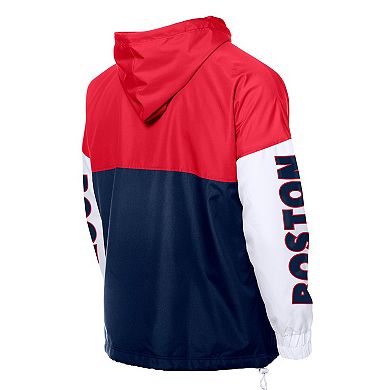 Men's New Era Navy/Red Boston Red Sox Color Block Full-Zip Hoodie Windbreaker