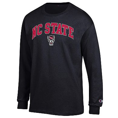Men's Champion® Black NC State Wolfpack Arch Over Logo Long Sleeve T-Shirt