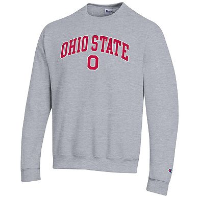 Men's Champion® Heather Gray Ohio State Buckeyes Arch Over Logo Pullover Sweatshirt