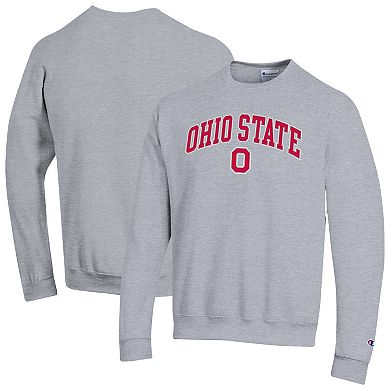 Men's Champion® Heather Gray Ohio State Buckeyes Arch Over Logo Pullover Sweatshirt