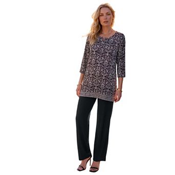 Roaman's Women's Plus Size Henley Ultra Drape Tunic