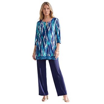 Roaman's Women's Plus Size Henley Ultra Drape Tunic