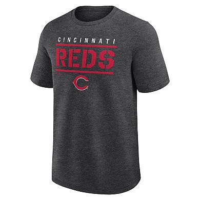 Men's Logo Athletic Heather Charcoal Cincinnati Reds Top Notch T-Shirt