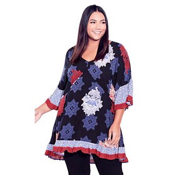 Avenue Women's Plus Size Harper Border Tunic