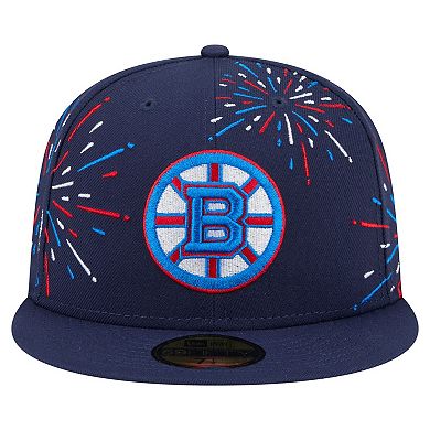 Men's New Era Navy Boston Bruins Americana Fireworks 59FIFTY Fitted Hat