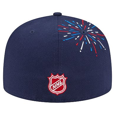Men's New Era Navy Boston Bruins Americana Fireworks 59FIFTY Fitted Hat