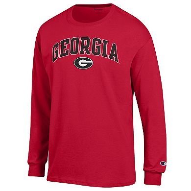 Men's Champion® Red Georgia Bulldogs Arch Over Logo Long Sleeve T-Shirt
