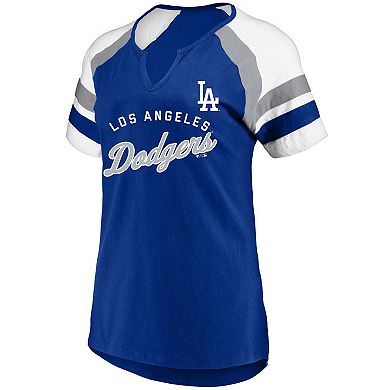 Women's Profile Royal Los Angeles Dodgers Arched Notch Neck T-Shirt