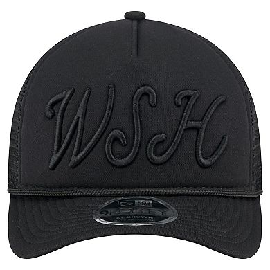 Men's New Era Black Washington Nationals City Initial 9FORTY A-Frame M-Crown Adjustable Trucker Hat