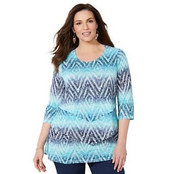 Catherines Women's Plus Size Petite Poetry Tiered Tee