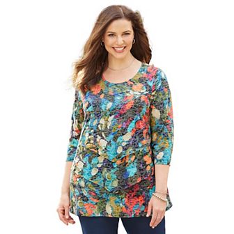 Catherines Women's Plus Size Petite Poetry Tiered Tee