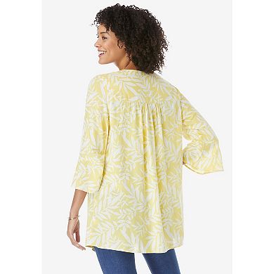 Woman Within Plus Size Bell-Sleeve V-Neck Tunic