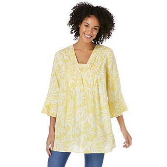 Woman Within Plus Size Bell-Sleeve V-Neck Tunic